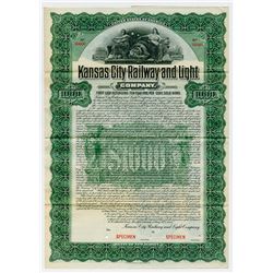 Kansas City Railway and Light Co. 1903 Specimen Bond