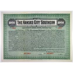 Kansas City Southern Railway Co. 1912 Specimen Bond Rarity