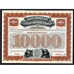 Omaha, Kansas City and Eastern Railroad Co. 1897. Specimen Bond.