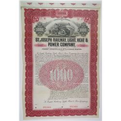 St. Joseph Railway, Light, Head & Power Co. 1902 Specimen Bond