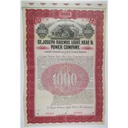 St. Joseph Railway, Light, Head & Power Co. 1902 Specimen Bond