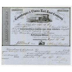 Canandaigua and Elmira Rail Road Co. 1853 Stock Certificate