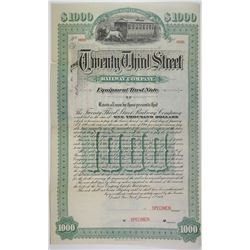 Twenty Third Street, Street Railway Co., 1889 Unique Specimen Bond