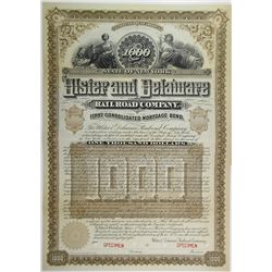 Ulster & Delaware Railroad Co., 1888 Specimen Bond Rarity