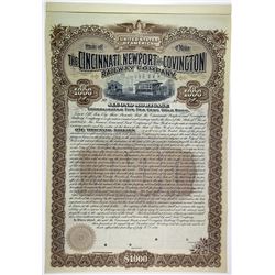 Cincinnati, Newport & Covington Railway Co. 1896 Specimen Bond Rarity