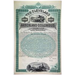 Cleveland, Akron & Columbus Railway Co. 1887 Specimen Bond