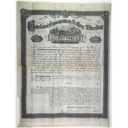 Cleveland, Tuscarawas Valley & Wheeling Railway Co., 1877 Specimen-Unissued Bond Rarity