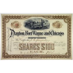 Dayton, Fort Wayne & Chicago Railway Co., 1887 I/U Stock Certificate