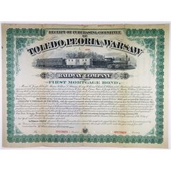 Toledo, Peoria & Warsaw Railway Co. 1878 Specimen Bond