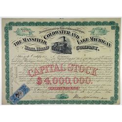 Mansfield, Coldwater & Lake Michigan Railroad Co., 1872 I/U Stock Certificate