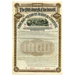 Pittsburgh, Cincinnati, Chicago and St. Louis Railway Co., 1903 Specimen 4% Gold Coupon Bond Rarity.