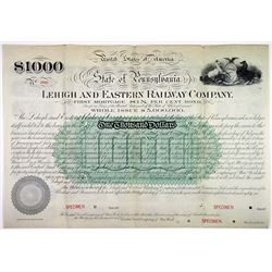 Lehigh and Eastern Railway Co. 1886 Specimen Bond