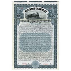 Salt Lake City Union Depot and Railroad Co. 1908 Specimen Bond.