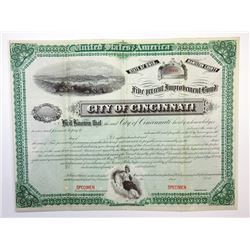 City of Cincinnati, 1881 Specimen Bond