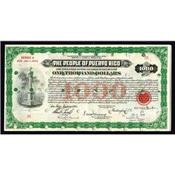 U.S. & Puerto Rico Federal Bond By BEP, 1935.