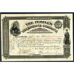 People's Telephone Co., 1883 I/U Stock Certificate