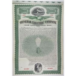 General Electric Co. 1912 Specimen Bond Rarity