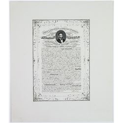 Lincoln's Portrait over 1864 Micro-Engraved Proclamation of Emancipation Proof.