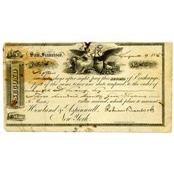 California Gold Rush Era, 1850 2nd Bill of Exchange.