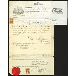 Civil War 1863-64 Naval Discharge Papers and Notarized Claimant Forms for ñPrize Moneyî due for Spoi