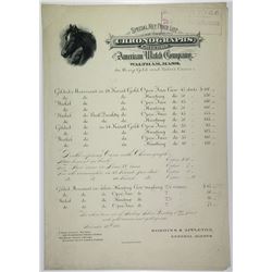 American Watch Company 1870-1890 Specimen Price List.