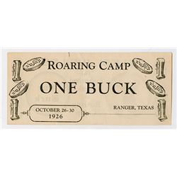 Elks' Jubilee - B.P.O.E. No. 1373, Ranger, Texas, 1926 Roaring Camp "one Buck".