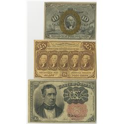 Fractional Currency Trio of 1860s Notes.