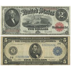 U.S. 1914, FRN & 1917, Legal Tender Pair.