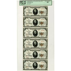 NV. First National Bank in Reno, $20 Uncut Sheet of 6 Notes, 1929 T2, Fr.# 1802-2, CH# 7038, PCGS Ch