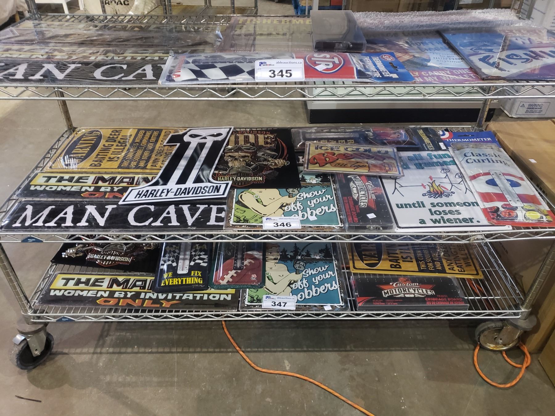 SHELF OF ASSORTED SIGNS