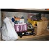 Image 1 : ASSORTED TOOLS, FLOOR JACK, INFLATABLE BED, AND MORE