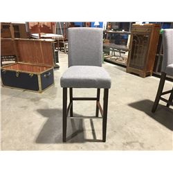 GREY UPHOLSTERED BAR STOOL - 30  HIGH