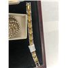 Image 8 : LOT OF COSTUME JEWELRY, WATCH AND BROOCHES ON WOODEN SERVING TRAY