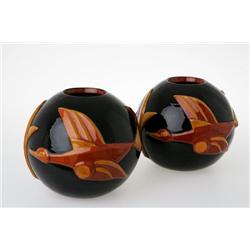 Maggi Wibom Bobergs Fajansfabrik 1 par vaser 1950-tal H 21 diameter 24