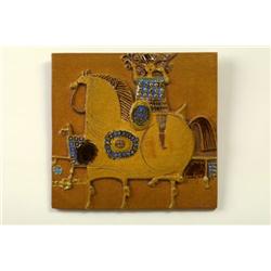 Stig Lindberg Gustavsberg relief 1970-tal 32x34 mindre kantnagg