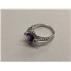 Image 4 : LADIES 14K  WHITE GOLD 12 DIAMOND & AMETHYST RING  - APPRAISED VALUE $1905.00