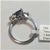 Image 3 : 14K TRIANGULAR CUT TANZANITE (1.6CT) DIAMOND (0.36CTS)  RING