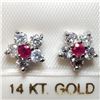 Image 1 : 14K DIAMOND (0.60CT) RUBY 0.2 EARRINGS