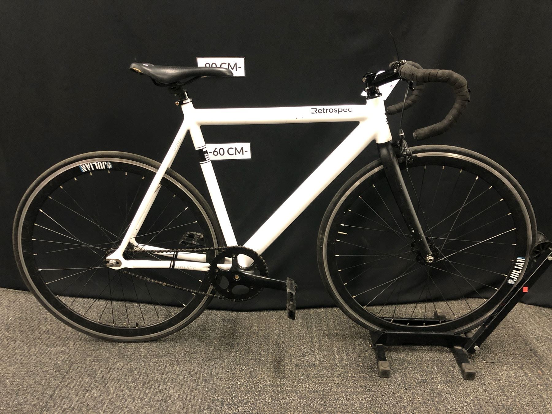 Retrospec Rd WHITE AND BLACK RETROSPEC DROME SINGLE SPEED ROAD BIKE, FRONT BRAKE ONLY