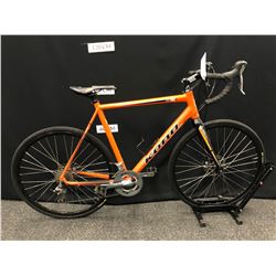 ORANGE KONA JAKE CX 20 SPEED ROAD BIKE WITH FRONT AND REAR DISC BRAKES, 59 CM FRAME SIZE