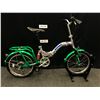 Image 1 : GREEN AND GREY DMO PHONAK 6 SPEED FULL SUSPENSION FOLDING BIKE, FRONT BRAKE NEEDS ADJUSTMENT