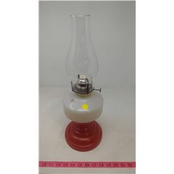 RED AND WHITE #2 COAL OIL LAMP