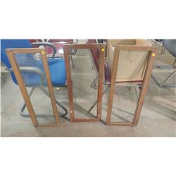 THREE OAK LAWYERS BOOK CASE DOORS, 2 MISSING GLASS (2 ARE 13" X 32" , 1 IS 11" X 32")