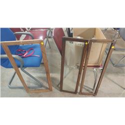 THREE OAK LAWYERS BOOK CASE DOORS, 2 MISSING GLASS (2 ARE 9.5" X 32", 1 IS 14.75" X 32")