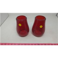 TWO RED BARN LANTERN CHIMNEYS