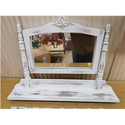 Wooden framed mirror shelf