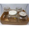 Image 1 : FOUR GLASS JARS (2 WITH LIDS)