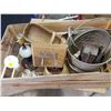 Image 1 : WOODEN CRATE  W/ CONTENTS (LAMPS, PAIL, ETC)