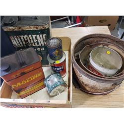LOT OF OIL TINS IN BOX (MOLINE, B/A, PRESTONE)