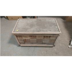 WOODEN TRUNK ON CASTERS 30W X 16D X 19H"